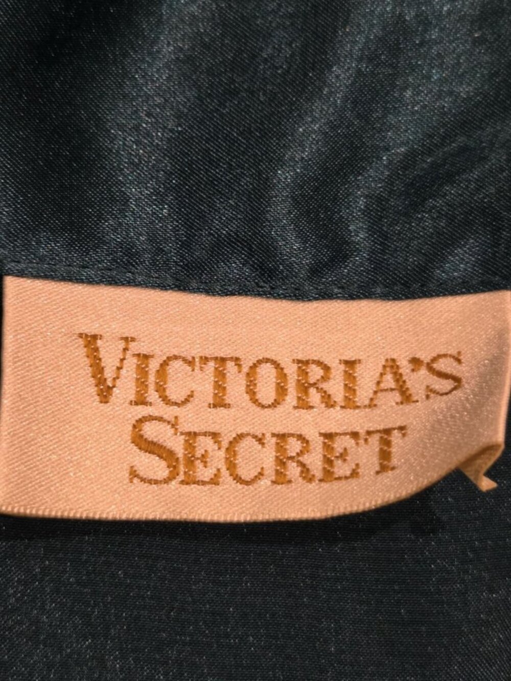 Vtg Victoria’s Secret Gold Label Satin Sleep Shirt Teal Long Sleeve VS Monogram - Picture 2 of 11